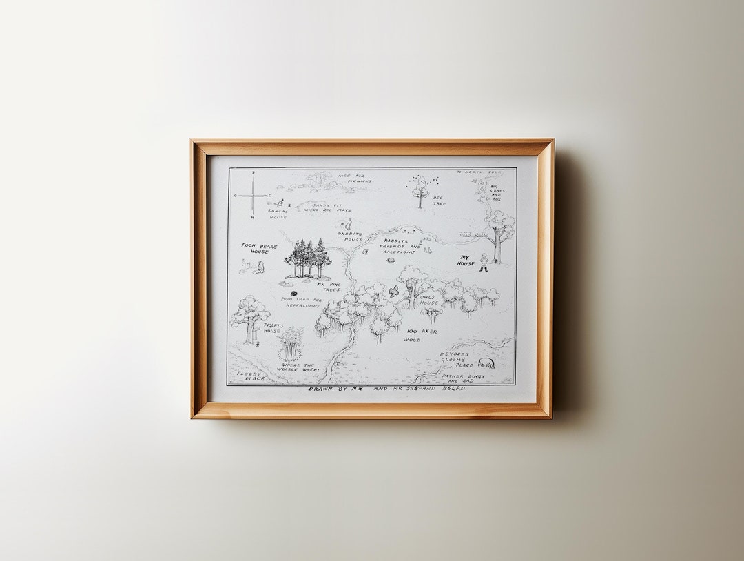Winnie the Pooh Print Art, 100 Acre Wood Map DIGITAL DOWNLOAD