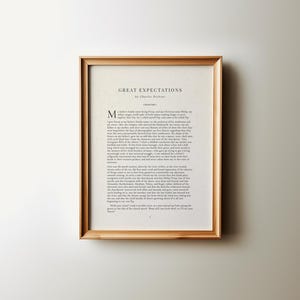Great Expectations First Page Chapter 1 Wall Art, Charles Dickens Vintage Print,Literary Book PRINTABLE, Classics Books Poster Art