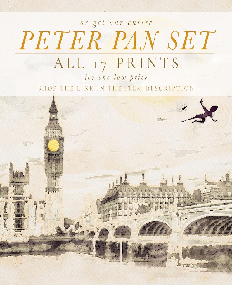 Also available, is our entire Peter Pan set for one low price. With this set you would get access to all 17 prints, plus all future designs. You can shop this set by following the link in the item description.