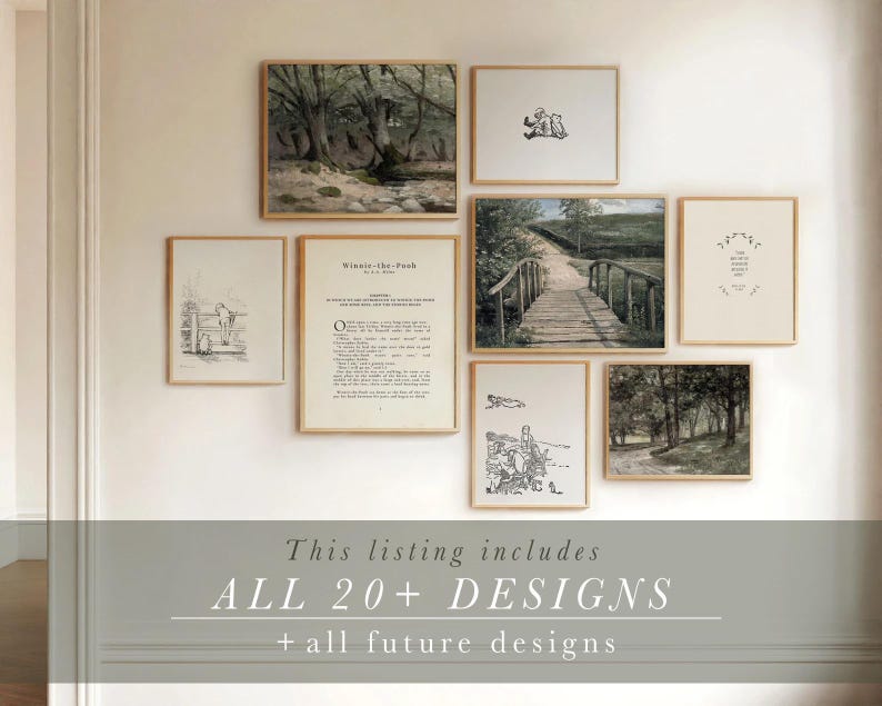 Winnie the Pooh Nursery Prints, 20+ Vintage Antique Drawings and Quotes (Digital Downloads) image 2