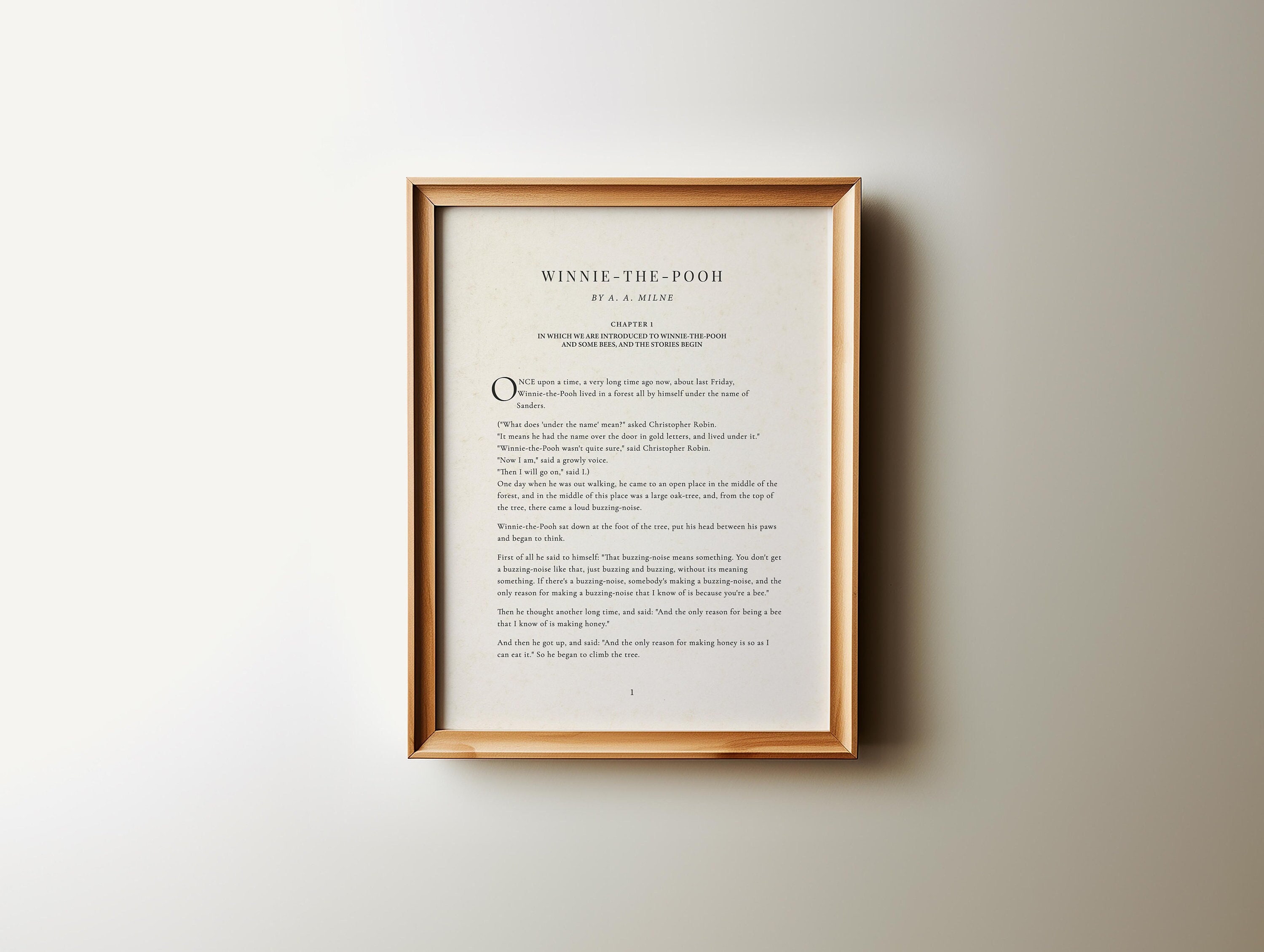 Winnie the Pooh Nursery Art, First Page of A A Milne Pooh Quote, Vintage Kids Literary Home Decor PRINTABLE, Light Academia Poster