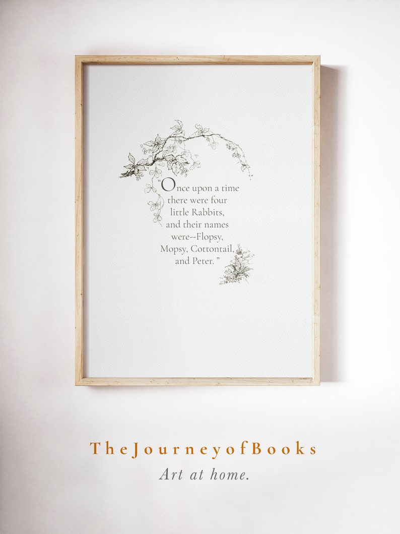 This Peter Rabbit wall art is perfect for a nursery. The drawing is delicate and sweet in style, and the quote is imaginative and fully of fairy tale dreams.