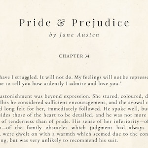 Pride and Prejudice Chapter 34 Art Print, Mr. Darcy Quote (digital ...
