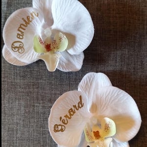 marque place original, orchidée artificielle personnalisée, mariage, anniversaire, baptême...