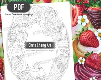 Coloring Page "THE STRAWBERRY" | Instant Download Printable File (PDF)