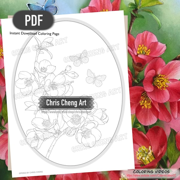 Coloring Page "SPRING" | Instant Download Printable File (PDF)