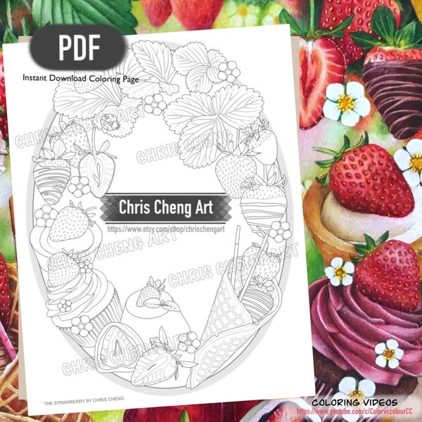 Coloring Page "THE STRAWBERRY" | Instant Download Printable File (PDF)