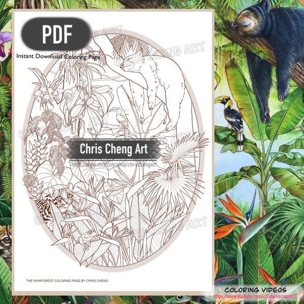 Coloring Page "THE RAINFOREST" | Instant Download Printable (PDF)