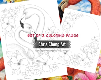 Set of 2 Coloring Pages "KATALINA" | Instant Download Printable Files (PDF)
