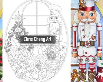 ぬり絵ページ「COZYXMAS」 | すぐにダウンロードできる印刷可能なファイル (PDF)