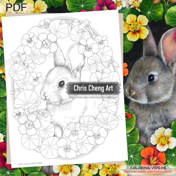 Coloring Page "JUNE 六月" | Instant Downloaded Printable File (PDF)