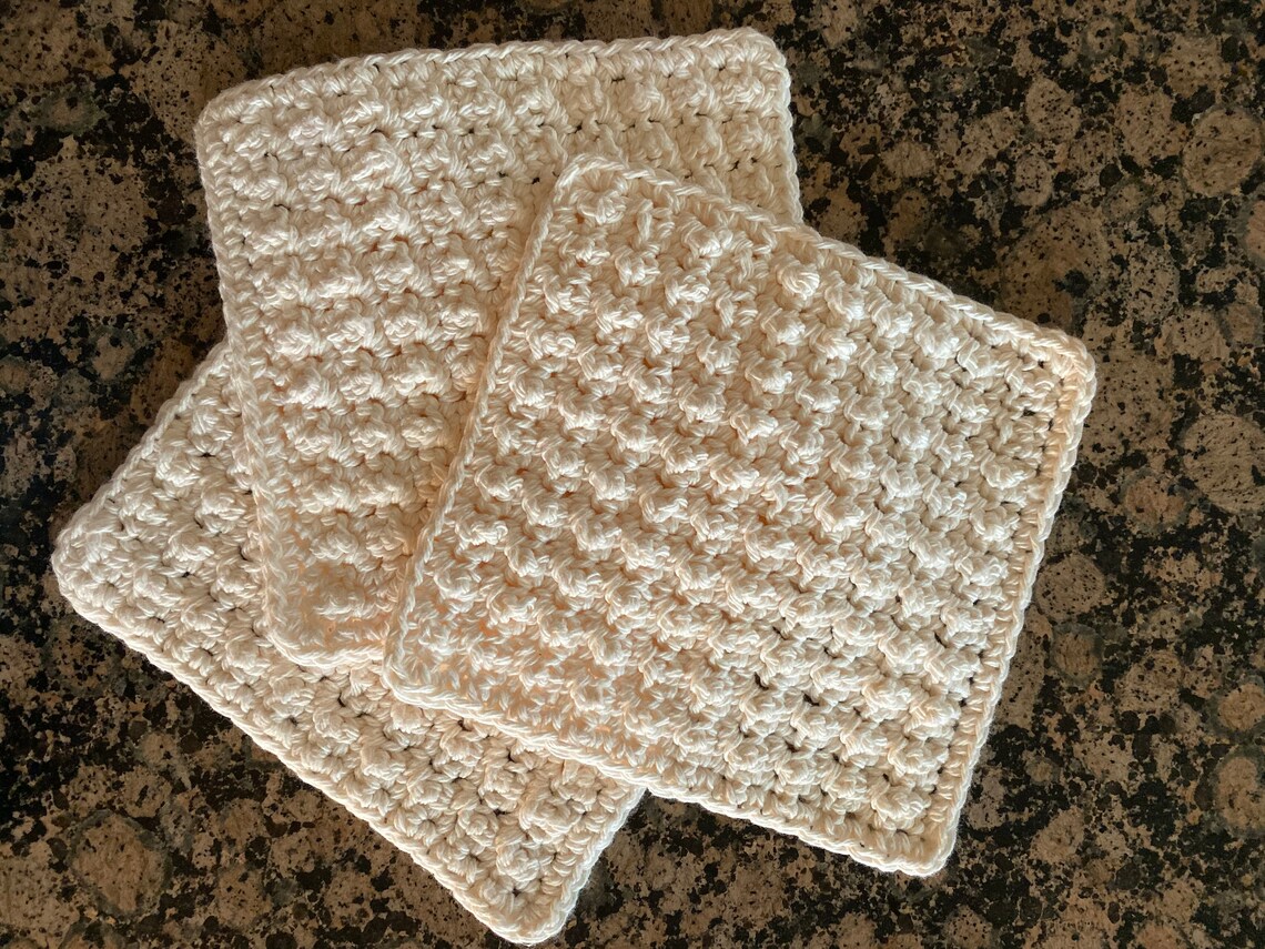 Crochet Washcloths Set of 3 Handmade Etsy
