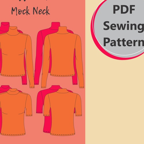Turtleneck & Mock Neck Top Digital PDF Sewing Pattern // US - Etsy Canada