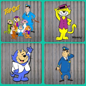 TOP CAT and FRIENDS Character Personalised Wooden Coaster, Customised Wooden Coaster, Custom Printed Wooden Coaster image 1