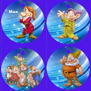 SNOW WHITE and the 7 DWARFS Personalised Christmas Tree Decoration, Custom Printed Christmas Tree Decoration, Disney