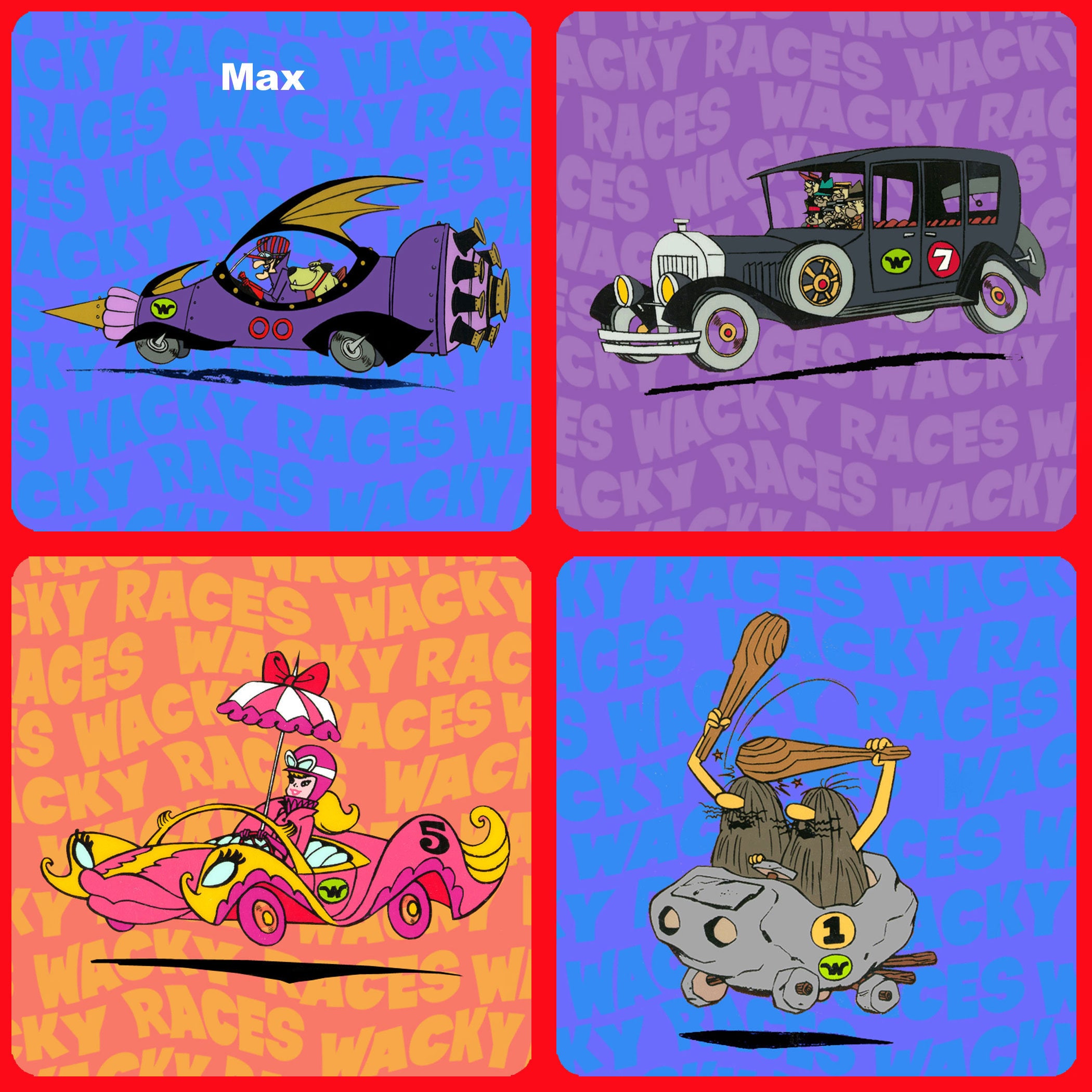 WACKY RACES Character Personalised Wooden Coaster Customised
