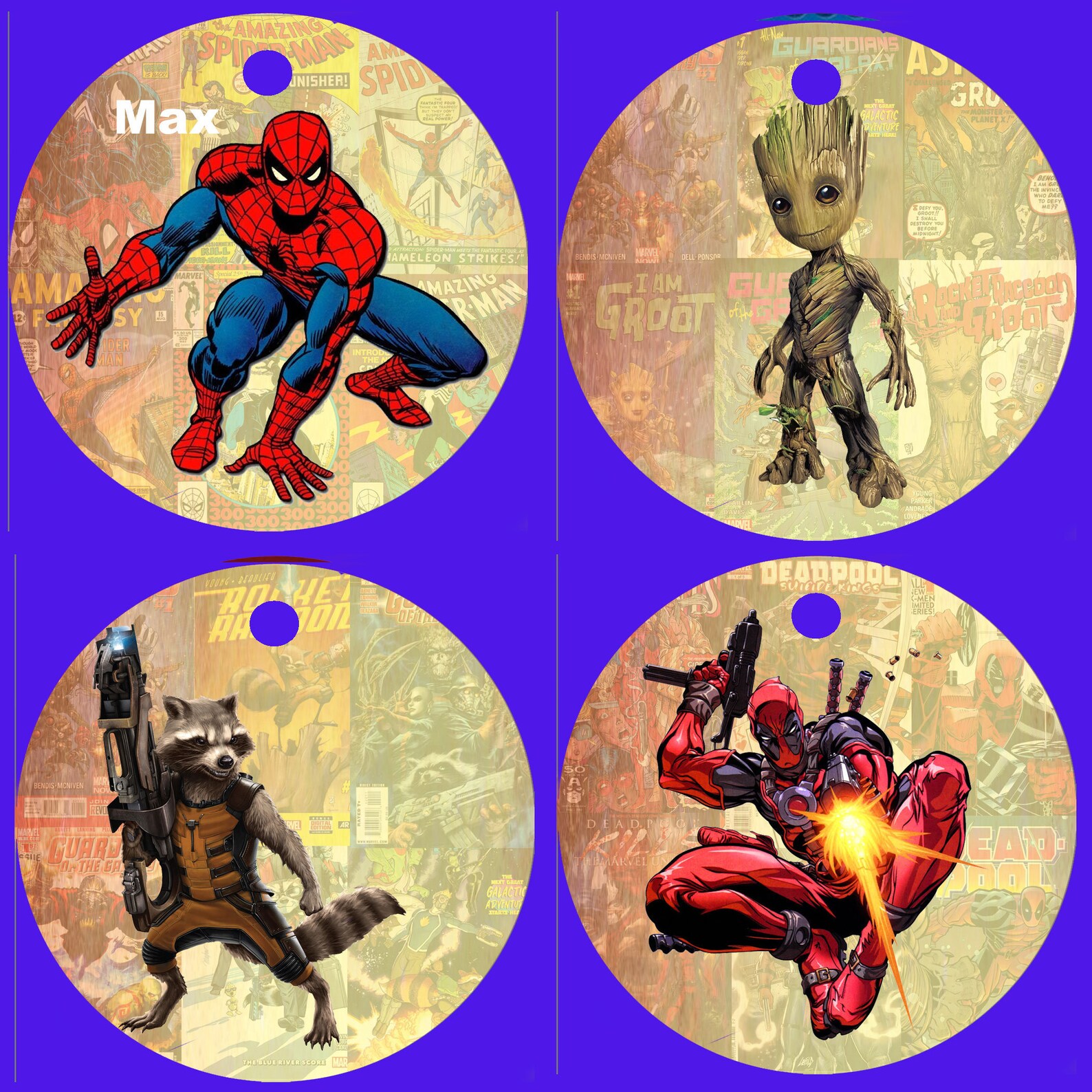 MARVEL SUPERHERO CHARACTER Personalised Christmas Tree Decoration ...