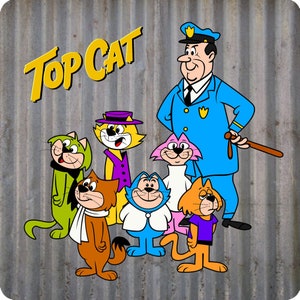 TOP CAT and FRIENDS Character Personalised Wooden Coaster, Customised Wooden Coaster, Custom Printed Wooden Coaster Top Cat and Friends