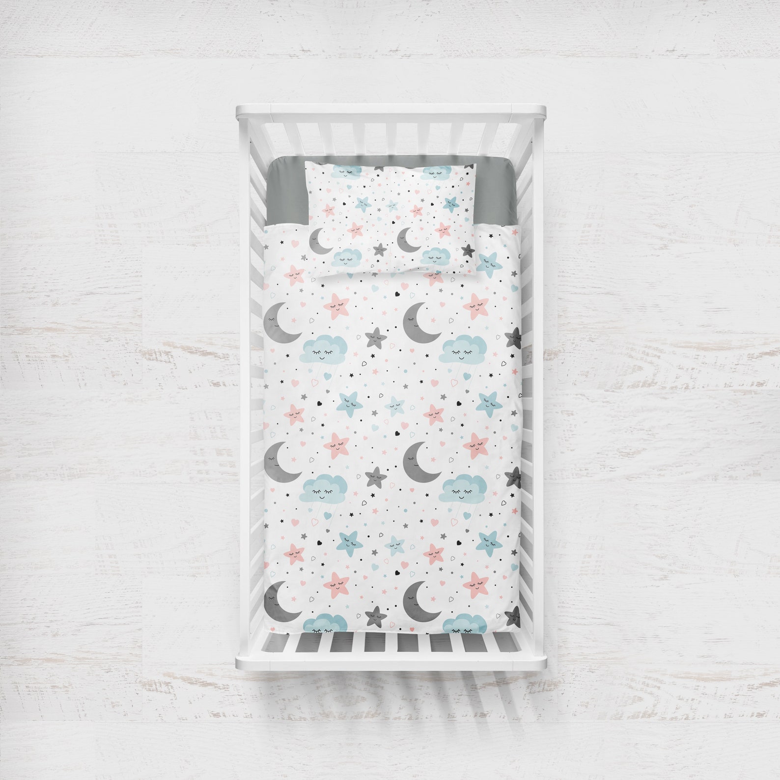 Cloud and Star Bedding Set Baby Cot Bedding Personalized Etsy