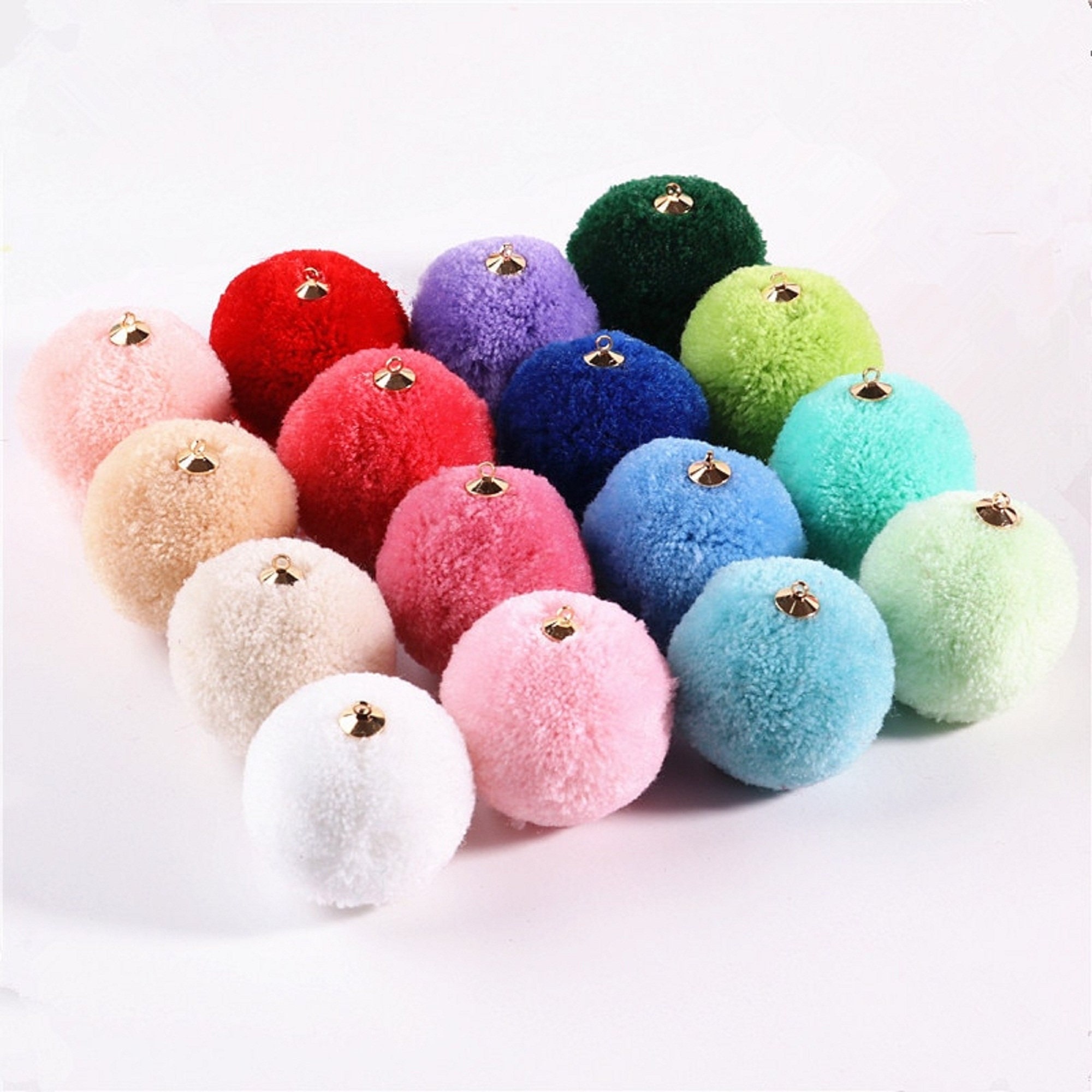 50 pcs Pom Poms, colorful cotton Pom Pom balls, Assorted color cotton  pompoms, Craft Supply Pompoms Handmade Pom Pom 22mm