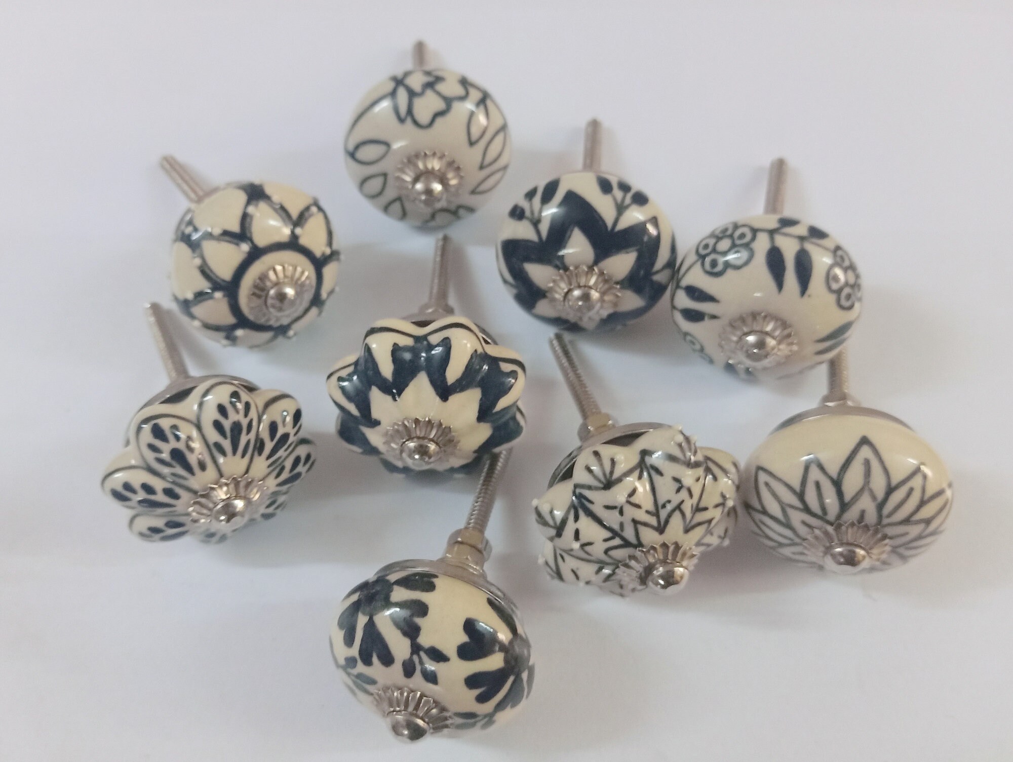 Lote de 30 PC pintados a mano negro & blanco cerámico perillas | Etsy