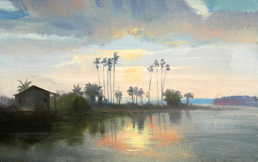 Everglades Sunset Giclee Canvas Print: Florida Palm Tree Landscape Art ...