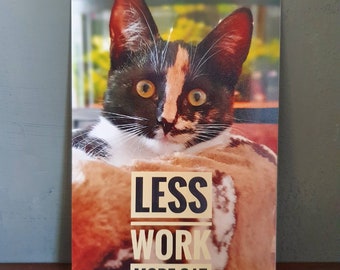 Postcard "Less work more cat"