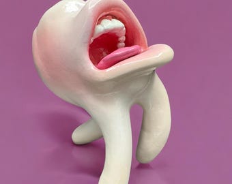 Escultura pop art de diente divertida hecha a mano para decoración de consultorios dentales y coleccionistas