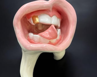 Gran escultura de diente de cerámica original decoración pop art