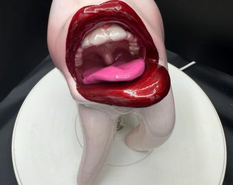 Escultura pop art de diente divertida hecha a mano para decoración de consultorios dentales y coleccionistas