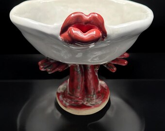 Cuenco de cerámica hecho a mano con función de escultura artística