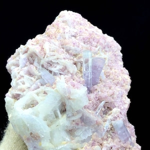 Natural BiColor Tourmaline Crystal On Pink Lepidolite, Tourmaline Specimen, Raw Mineral, TOurmaline From Paprok Afghanistan - 129 Gram