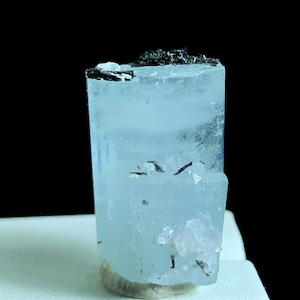 Blue Aquamarine Crystal on Black Tourmaline, Aquamarine Stone, Aquamarine Specimen, Aquamarine For Sale 13 Gram