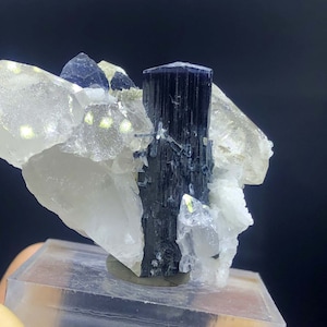 Blue Cap Tourmaline Crystals With Pink Apatite and quartz ,  Mineral Specimen, Healing Crystal, Tourmaline From Skardu Pakistan -39 Gram