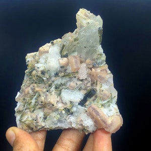 Natural Bi Color Tourmaline Crystal on Quartz And Mica Mineral Specimen, Tourmaline Crystal, Tourmaline From Afghanistan  181 Gram