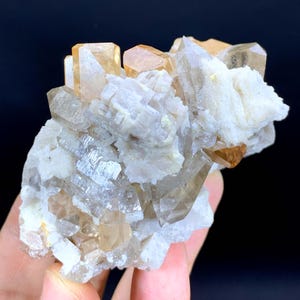 Rich Golden Color Topaz Crystals with Quartz and Feldspar Specimen from Skardu Pakistan - 179 gram
