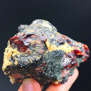 Natural Blood Red Color Terminated Zircon Crystal On Matrix, Raw Specimen, Raw Mineral, Zircon Crystal From Skardu Pakistan - 345 Gram