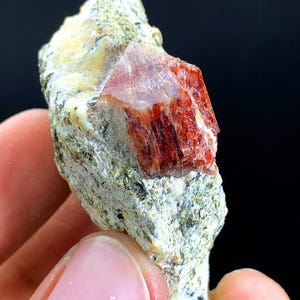 Natural Blood Red Color Terminated Zircon Crystal On Matrix, Raw Specimen, Raw Mineral, Zircon Crystal From Skardu Pakistan - 39 Gram