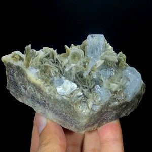 Natural Aquamarine Crystals With Muscovite Mica Mineral Specimen, Raw Aquamarine, Aquamarine From Nagar Valley Pakistan - 244 Gram
