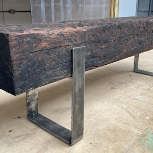Reclaimed oak railway sleeper bench
