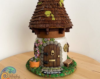 Lighted Fairy House Collectable, Hand Scupted Cottage,