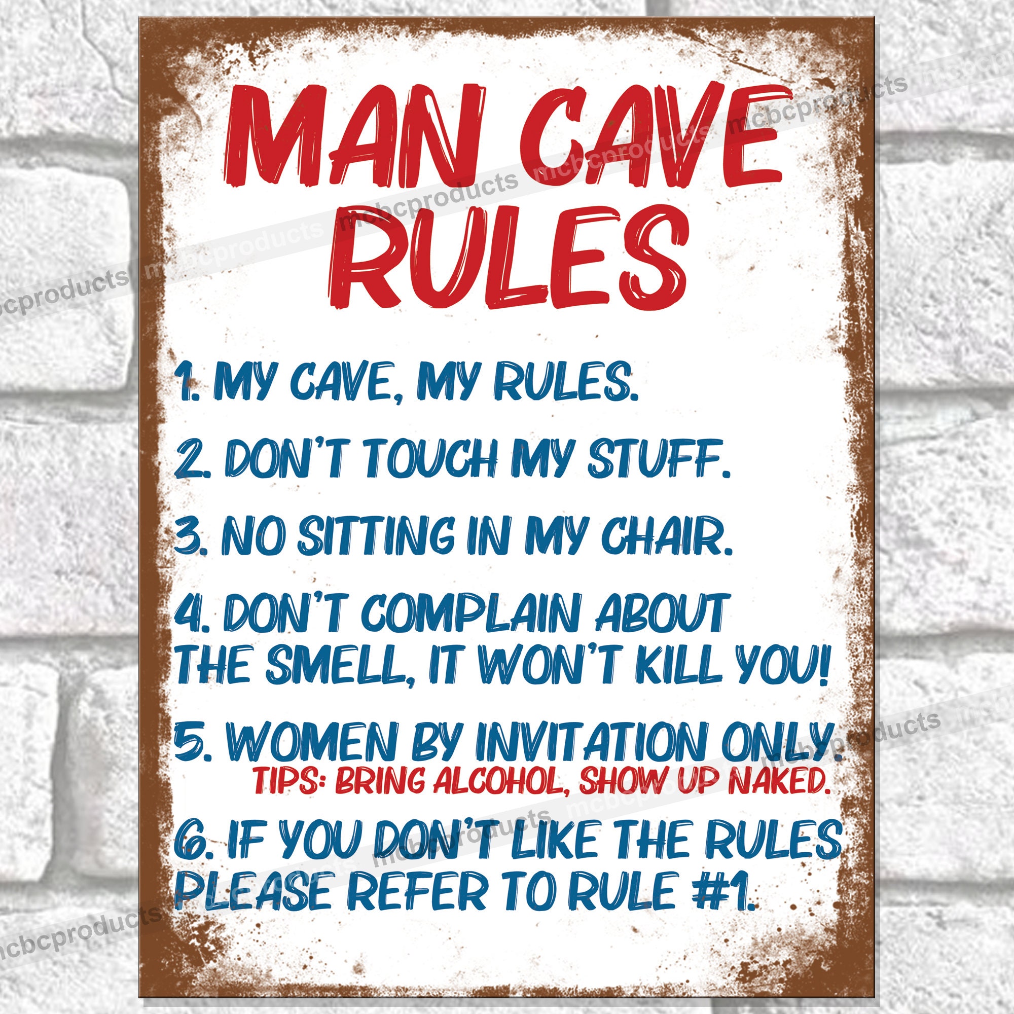MAN CAVE RULES Funny Metal Signs. Retro Plaque Vintage Mancave Etsy