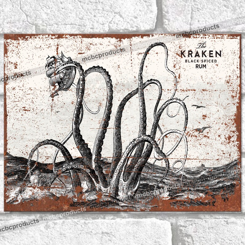 Metal Signs The Kraken Black Spiced Rum Ship. Retro Plaque Etsy