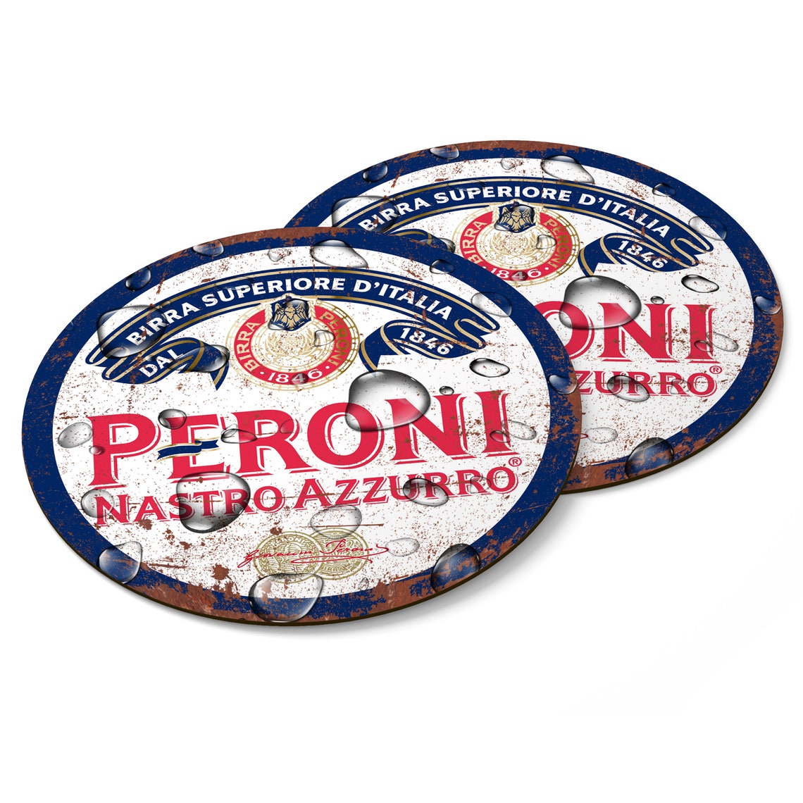 Wood Coasters PERONI. Retro Vintage Style Wooden Bar Round Etsy