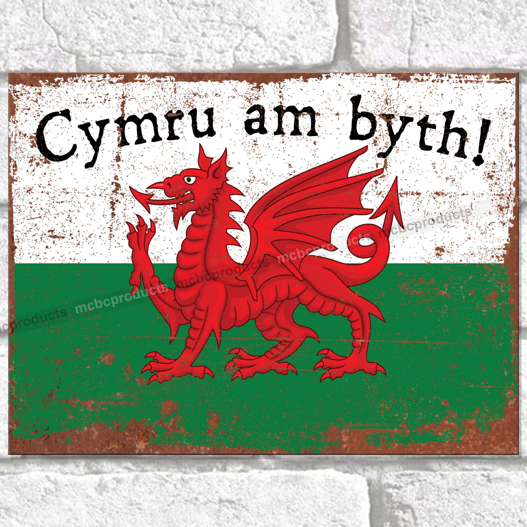Cymru am byth Metal Signs Welsh Dragon Flag Wall Plaque Etsy