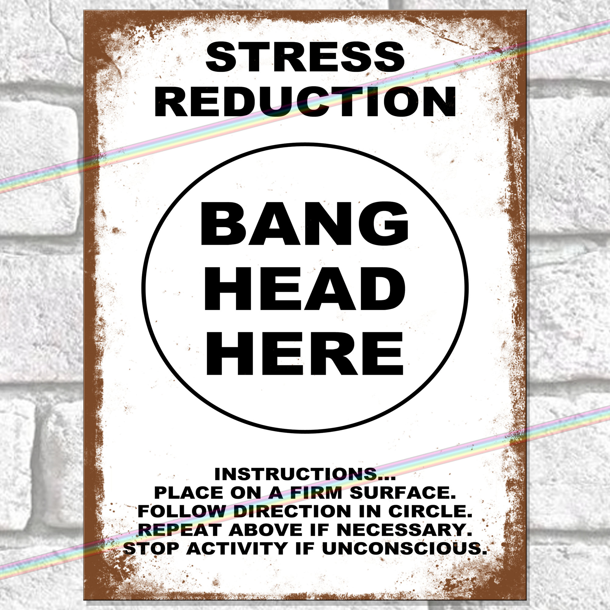 STRESS REDUCTION Bang Head Here Metal Signs Retro Funny Wall | Etsy