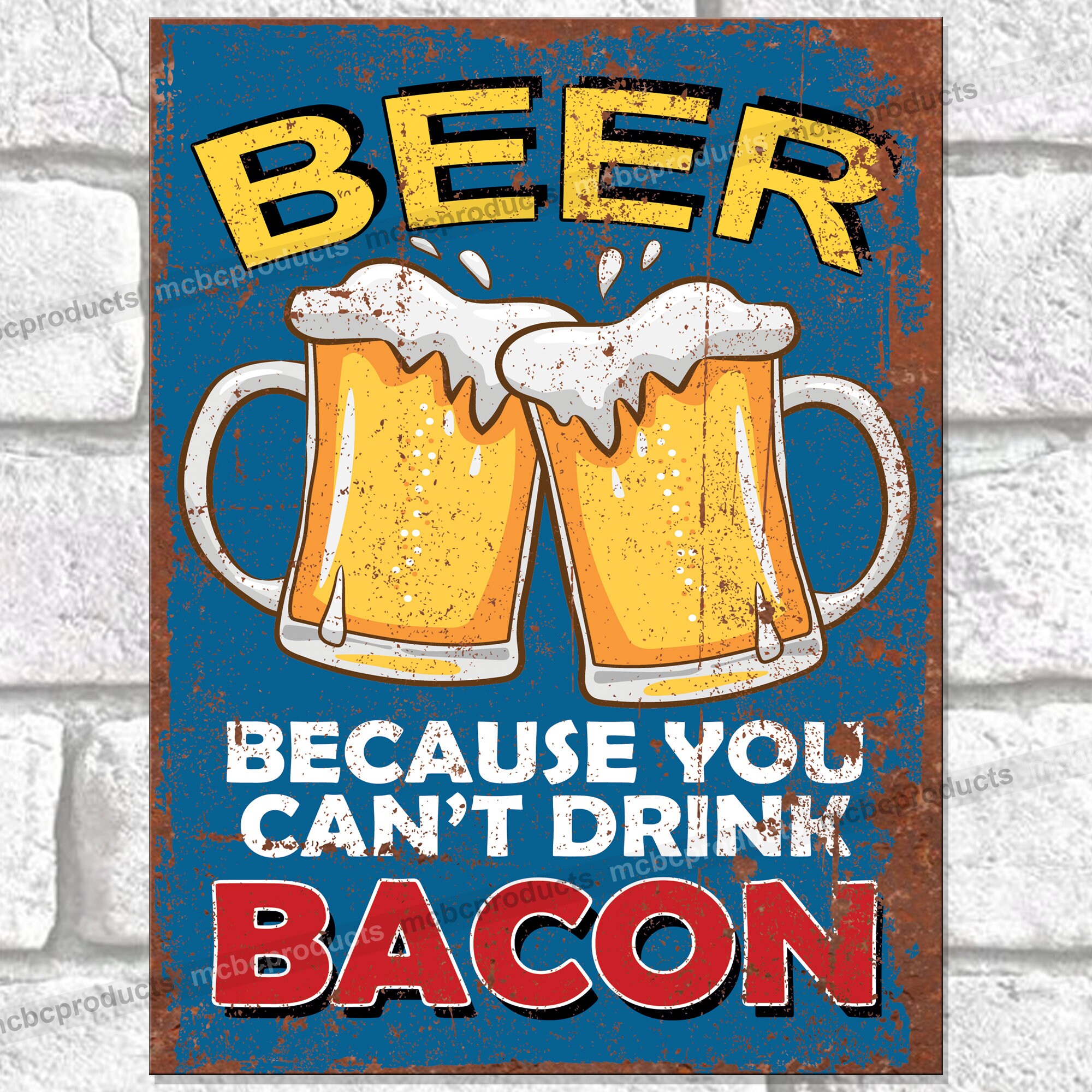 BEER DRINK BACON Metal Signs Retro Funny Wall Plaque Vintage | Etsy