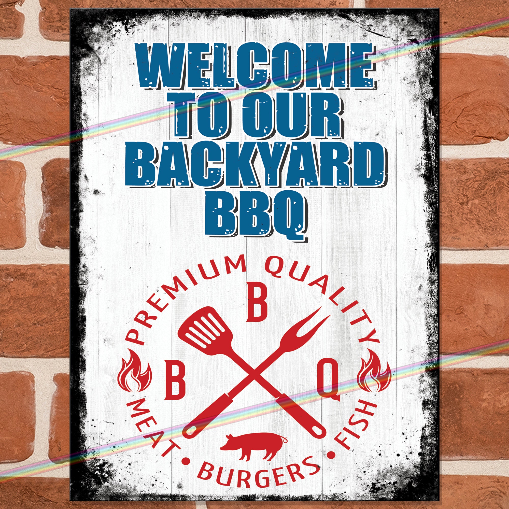 BACKYARD BBQ Metal Signs Sign Retro Wall Plaque Garden Etsy