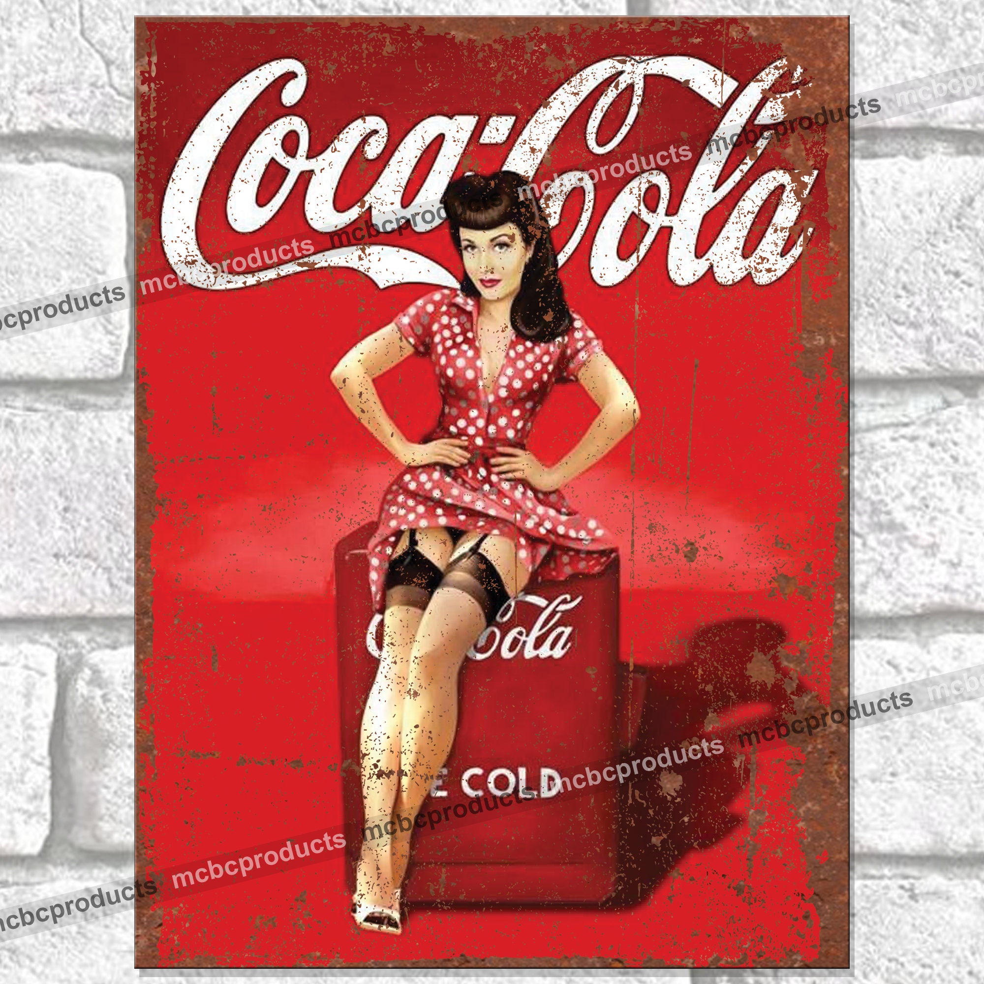 Metal Signs Coca Cola Pin Up Girl Retro Plaque Vintage Etsy