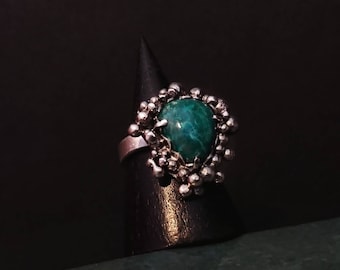 Sterling Silver and Chrysocolla Ocean Rocks Statement Ring - Size 7.5